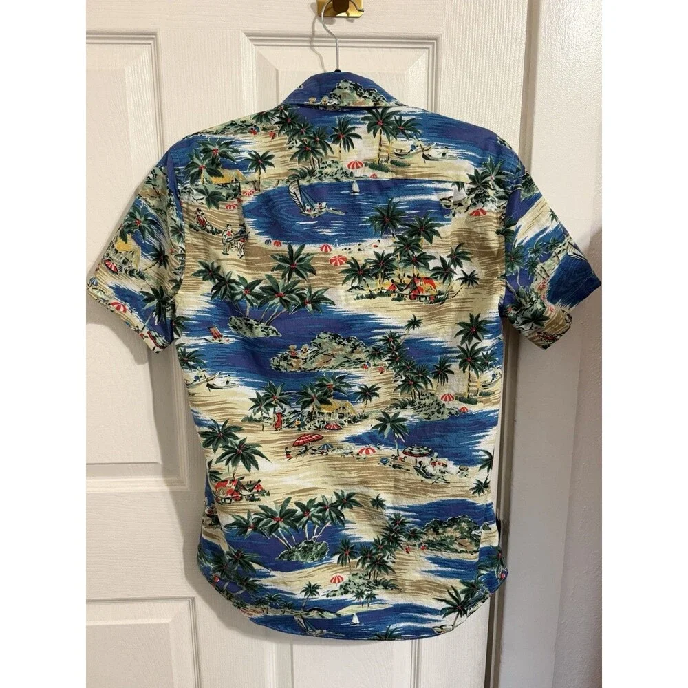J. Crew Men’s Mercantile Button Up Shirt Sailing Lagoon Print Blue Size S